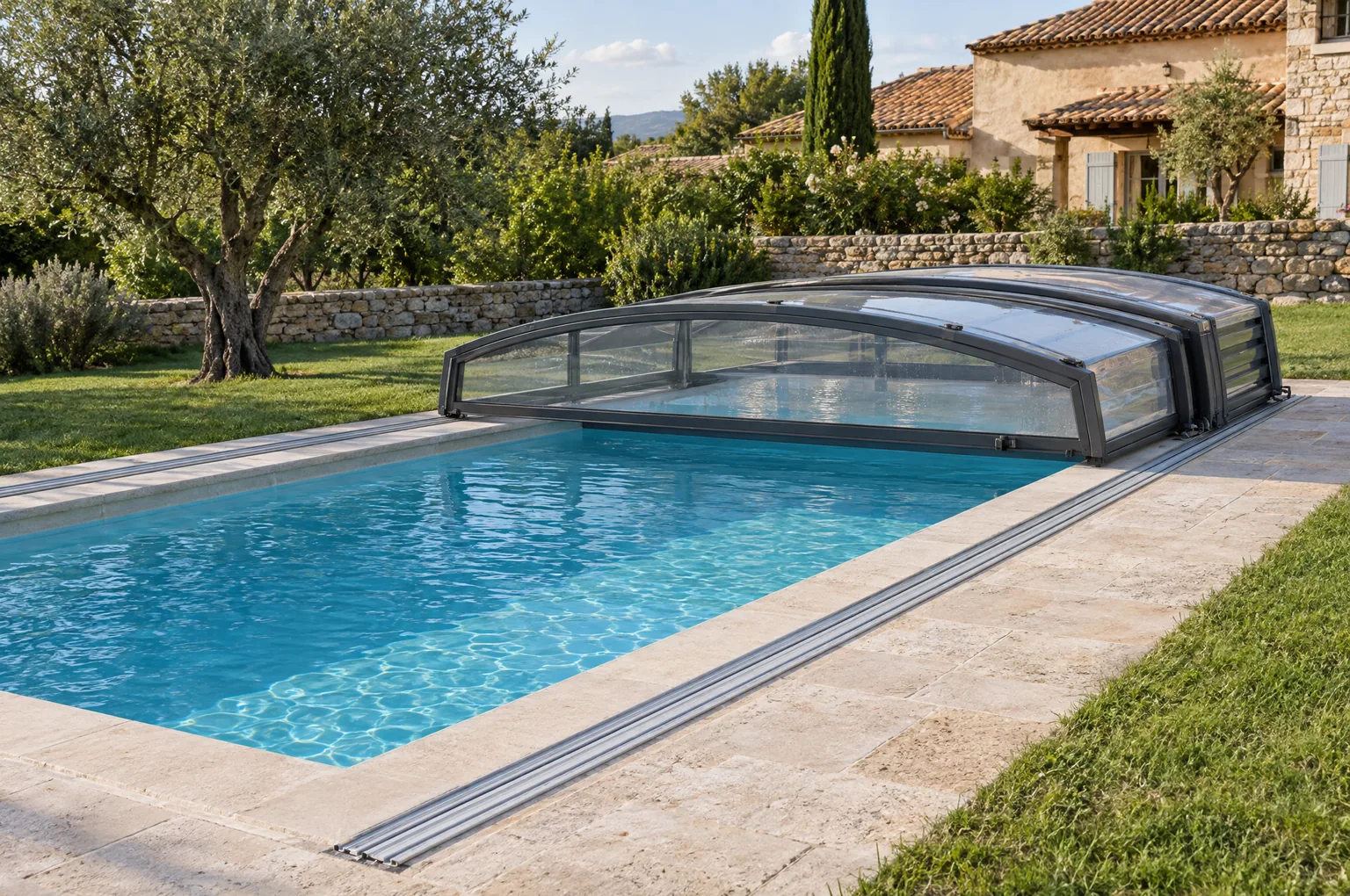 Abri piscine coulissant : modèles, hauteurs, prix posés et règles 2026