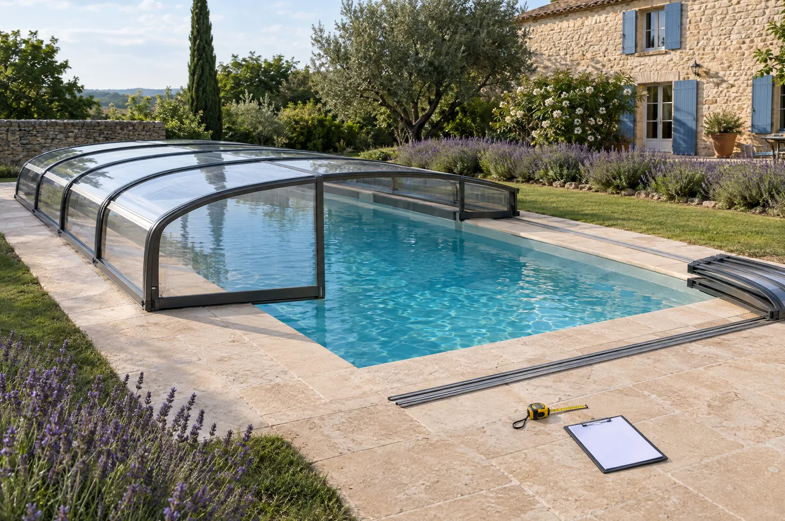 Prix abri piscine 2026 : tarifs par hauteur, devis type et coûts en plus